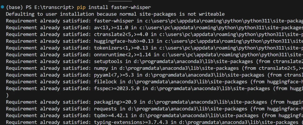 faster-whisper安装